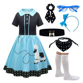 6Pc/Set Poodle Cosplay Costume Kids Girls Dress Halloween Carnival Disguise Roleplay Suit