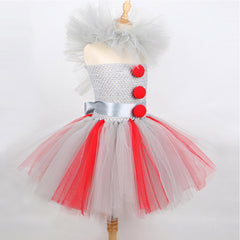 Kids Girls Clown TuTu Dress Cosplay Costume Outfits Halloween Carnival Party Suit