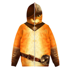 Puss in Boots Kids Children Cosplay Hoodie Printed Hooded Sweatshirt Casual Streetwear