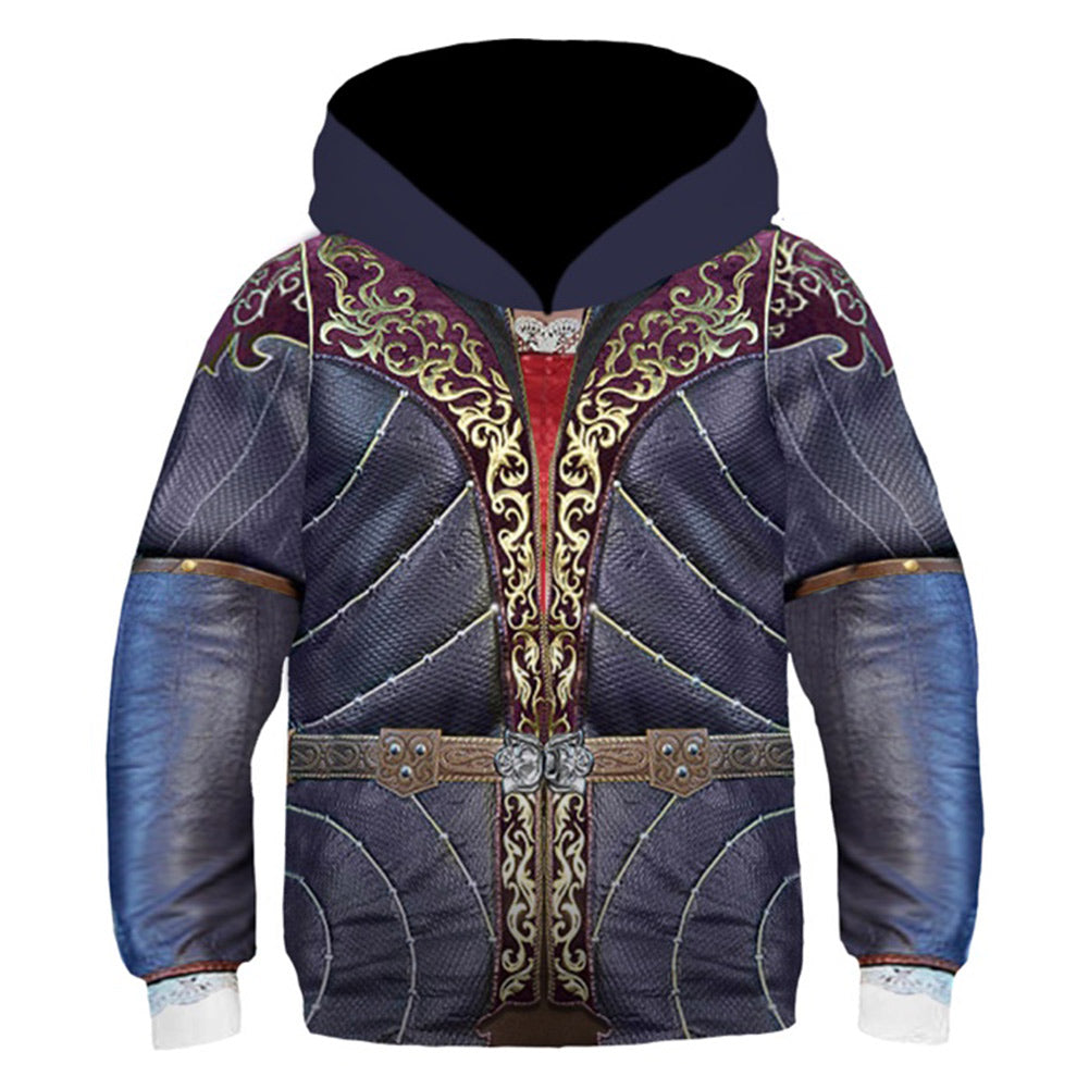 Baldur's Gate Astarion Kids Children Cosplay Printed Hoodie Hooded Sweatshirt Casual Pullover Hoodie