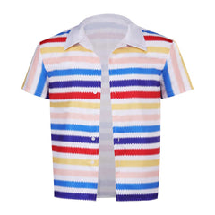 Barbie 1964 Ken Rainbow Kids Cosplay Costume Striped Shirt Outfits Halloween Carnival Suit