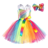 Kids Girls Rainbow Cosplay Costume Dress Outfits Halloween Carnival Party Disguise Suit