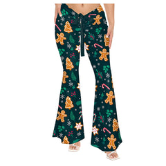 Christmas Gingerbread Yoga Pants Adult Cosplay Printed Joggers Trousers Outfits Halloween Carnival Suit