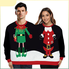 Christmas Printed Hoodie Couple Outfits Hooded Sweatshirt Casual Pullover Hoodie