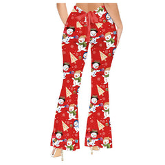Christmas Snowman Yoga Pants Adult Cosplay Printed Joggers Trousers Outfits Halloween Carnival Suit