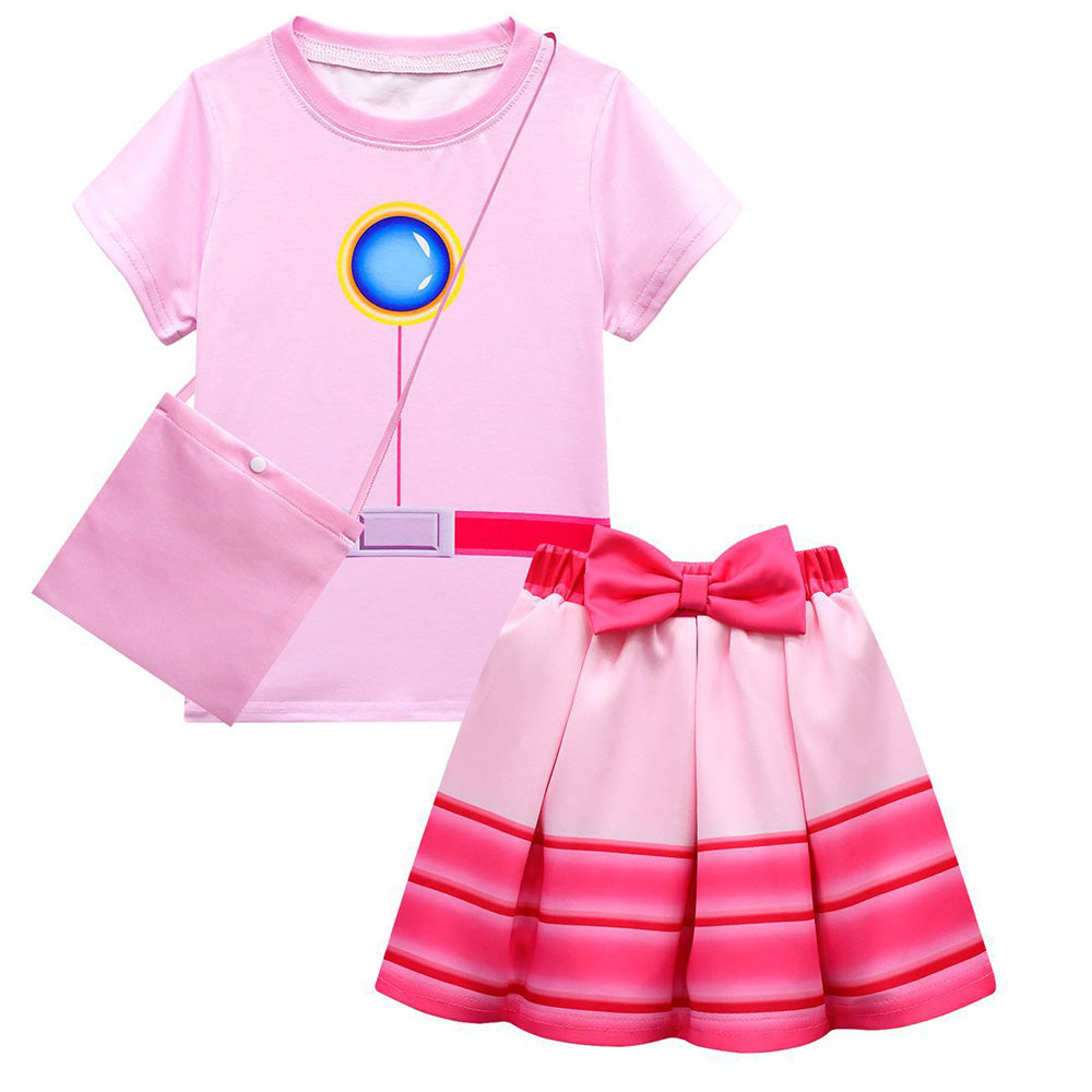 The Super Mario Bros Peach Kids Girls Cosplay Costume Dress Outfits Halloween Carnival Party Suit