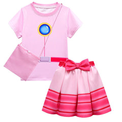 The Super Mario Bros Peach Kids Girls Cosplay Costume Dress Outfits Halloween Carnival Party Suit