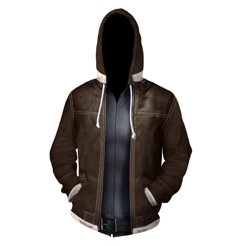 Resident Evil 4 Remake Leon S. Kennedy Cosplay Hoodie Printed Hooded Sweatshirt Casual Streetwear