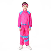 Children Stage Costume Pink Retro Dance Clothes Sportwear Set Outfits Halloween Carnival Suit