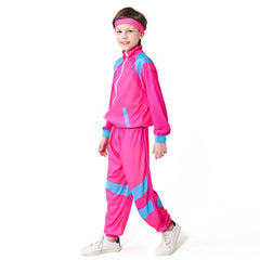 Children Stage Costume Pink Retro Dance Clothes Sportwear Set Outfits Halloween Carnival Suit