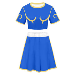 Street Fighter Chun Li Short sleeved short skirt set Cosplay Costume Outfits Halloween Carnival Party Disguise Suit