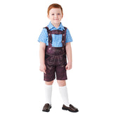 Children‘s Blue Plaid Shirt Beer Strap Pants Cosplay Costume Outfits Halloween Carnival Party Disguise Suit