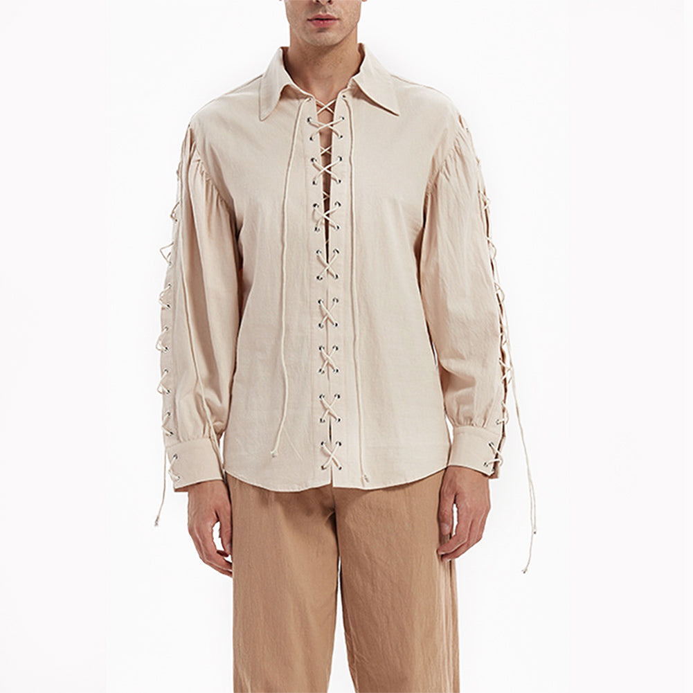 Medieval Gothic Punk Shirt Loose Top Cosplay Costume Halloween Carnival Party Suit