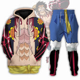 One Piece Monkey D. Luffy Adult Cosplay Hooded Sweatshirt Casual Streetwear Pullover Hoodie Pants Set - INSWEAR