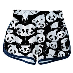 Women Crop Top & Shorts Set Animal Panda Printed Summer 2 Pieces Casual Clothes - INSWEAR