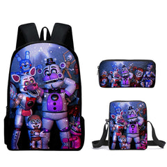 Five Nights at Freddy's Schoolbag Travel Backpack Shoulder Bag Pencil Case Three-Pieces Set Gift for Kids Students