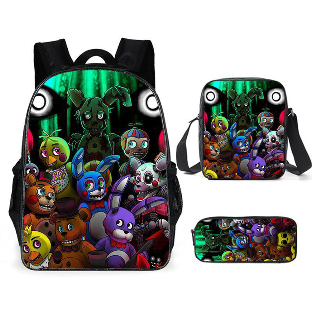 Five Nights at Freddy's Schoolbag Travel Backpack Shoulder Bag Pencil Case Three-Pieces Set Gift for Kids Students