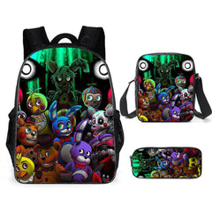 Five Nights at Freddy's Schoolbag Travel Backpack Shoulder Bag Pencil Case Three-Pieces Set Gift for Kids Students