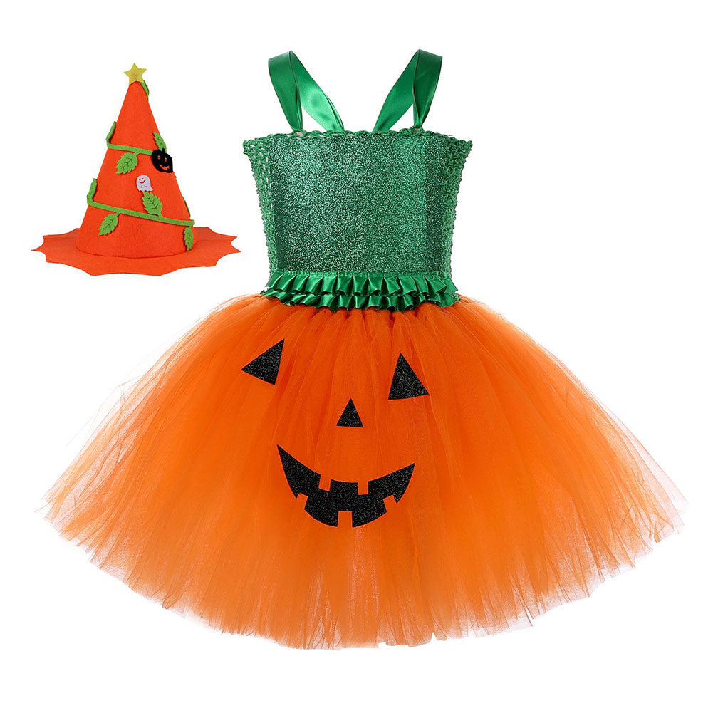 Halloween Pumpkin Kids Girls Cosplay Dress Halloween Carnival Costume
