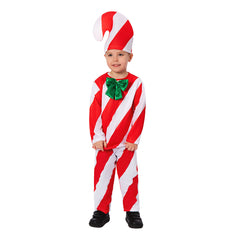 Kids Children Candy Cane Cosplay Costume Outfits Christmas Carnival Suit