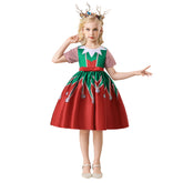 Kids Children Christmas Elf Red Dress Outfits Christmas Carnival Suit Cosplay Costume