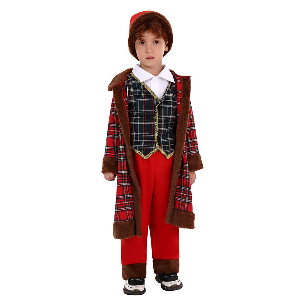 Kids Children Christmas Scotland Costume Santa Clau Cosplay Costume Outfits Christmas Carnival Suit