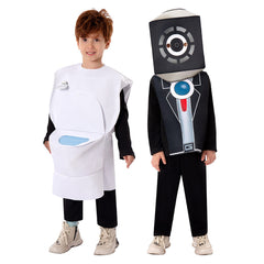 Kids Children Horror Game Toilet man Cosplay Costume Outfits Halloween Carnival Suit