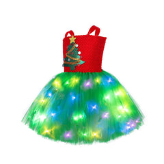 Kids Girls Christmas TUTU Dress Christmas Tree Cosplay Costume Outfits