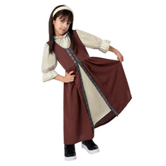 Medieval Retro Palace Kids Girls Princess Dress Stage Performance Cosplay Costume Halloween Carnival Suit