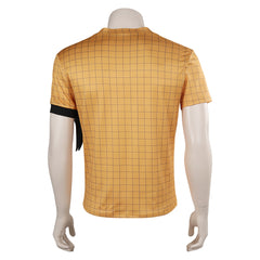 One Piece Roronoa Zoro Adult Cosplay Casual Street Yellow Checked Short-sleeved T-shirt