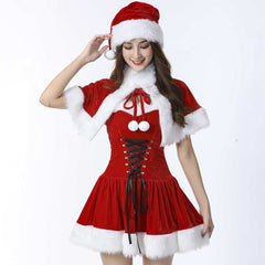 Red Christmas Dress Adult Cosplay Costume Outfits Chirstmas Carnival Suit