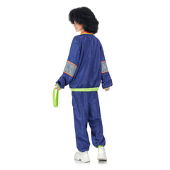 Retro Hip-hop Disco Adult Blue Cosplay Hooded Sweatshirt Joggers Trousers Set Printed Pullover Hoodie Pants Set