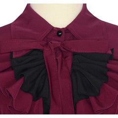 Scarlet with Black Lace Victorian Style Gothic Women Dress Cosplay Costume Outfits Halloween Carnival Suit