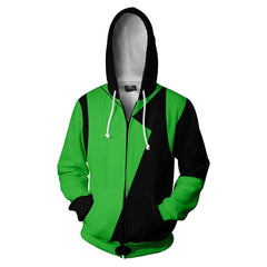 Spicy Girl Shego Adult Cosplay Hoodie Hooded Sweatshirt Casual Zip Up Hoodie