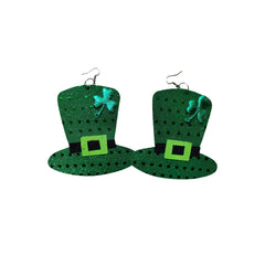 St Patricks Day Green Hat Lucky Costume Accessories Celebration Carnival Props for Irish Fun Party Hats Necklace Earings Set