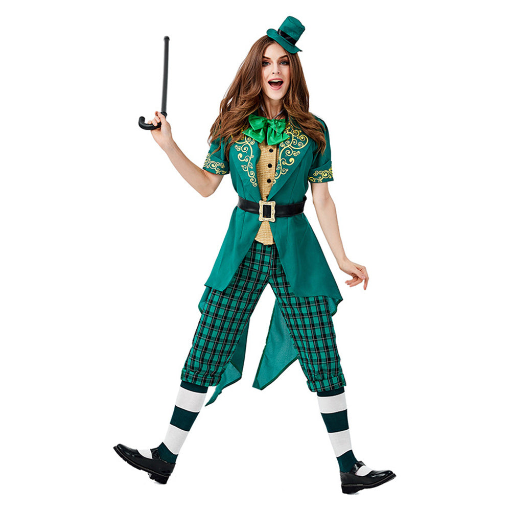 St. Patrick's Day Irish Leprechaun Adult Women Uniform Dress Up Cosplay Costume Outfits Halloween Carnival Party Suit