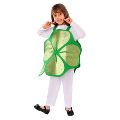 St. Patrick's Day Kids Children Girls Ireland Saint Patrick Four Leaves Clover Cosplay Costume Outfits Halloween Carnival Suit