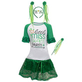 St. Patrick's Day Kids Girls Cosplay Tutu Dress With Headband Magic Wand Stickers Full Set Halloween Carnival Costume
