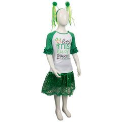 St. Patrick's Day Kids Girls Cosplay Tutu Dress With Headband Magic Wand Stickers Full Set Halloween Carnival Costume