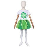 St. Patrick's Day Kids Girls Green Clover Tutu Dress Skirt Set Cosplay Costume Outfits Halloween Carnival Suit