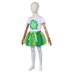 St. Patrick's Day Kids Girls Green Clover Tutu Dress Skirt Set Cosplay Costume Outfits Halloween Carnival Suit