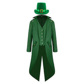 Steampunk Retro St. Patrick's Day Steam Retro Green Coat Hat Set Cosplay Costume Outfits Halloween Carnival Suit