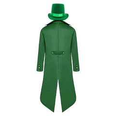 Steampunk Retro St. Patrick's Day Steam Retro Green Coat Hat Set Cosplay Costume Outfits Halloween Carnival Suit