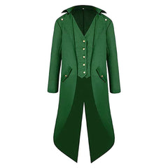 Steampunk Retro St. Patrick's Day Steam Retro Green Coat Hat Set Cosplay Costume Outfits Halloween Carnival Suit