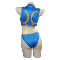Street Fighter Chun-Li Cosplay Two Piece Swimsuit with Sheer Kimono Cardigan Cover Up Original Design