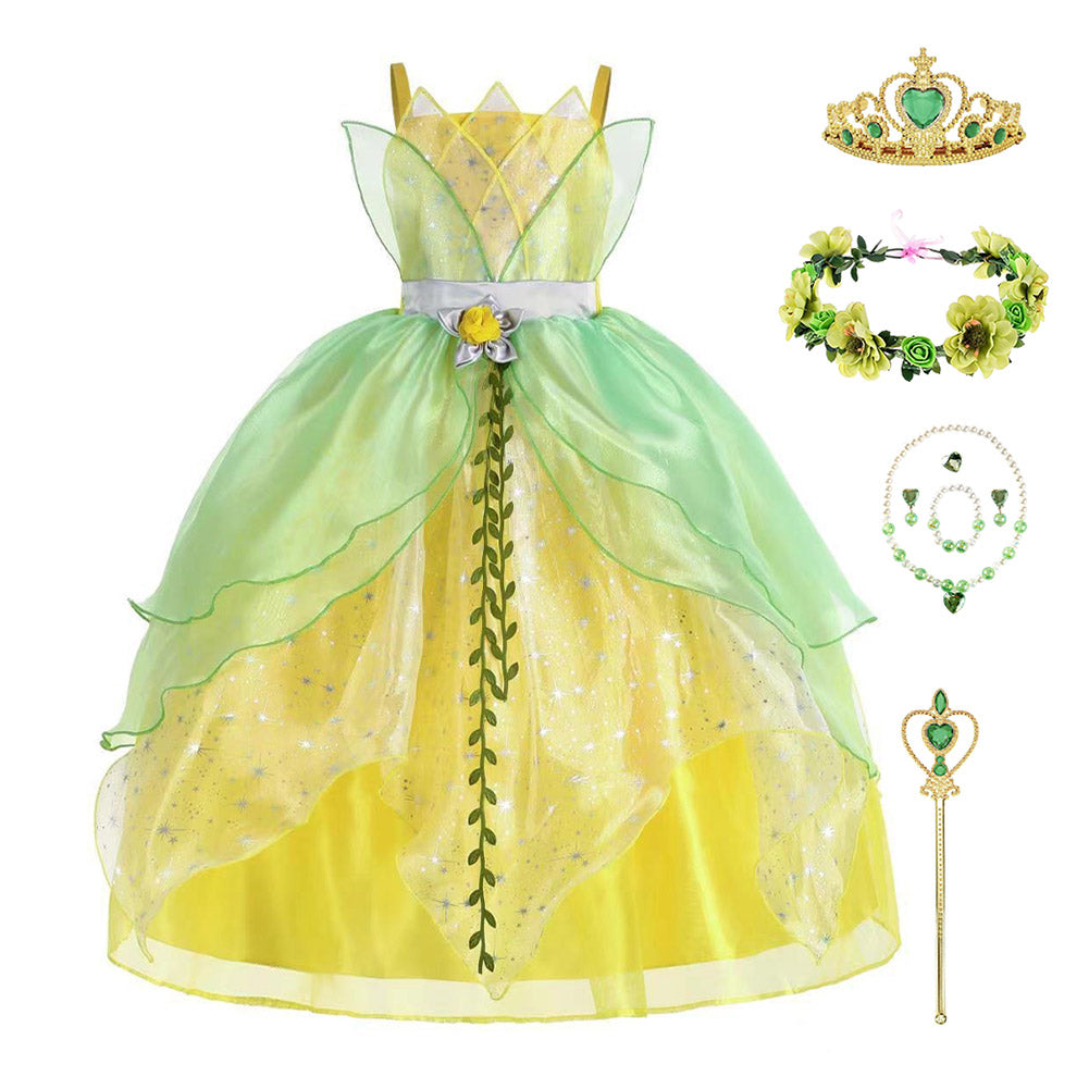 Tiana Girls Kids Children Christmas Outfits Halloween Carnival Party Suit Cosplay Costume