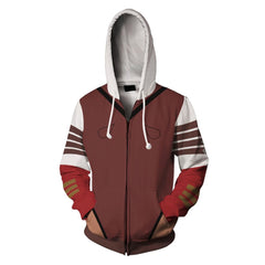 TV Ahsoka Tano Adult Cosplay Red Printed Hoodie Hooded Sweatshirt Casual Zip Up Hoodie