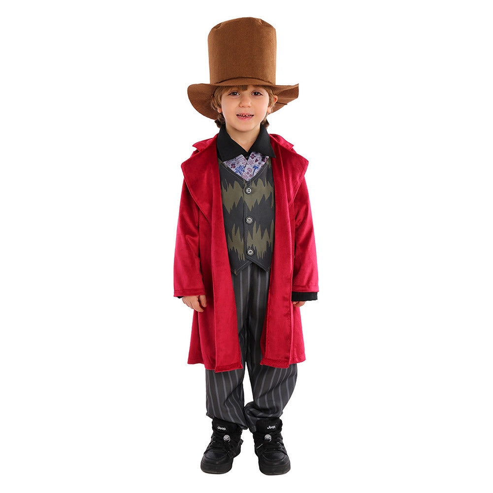Wonka Movie Kids Children Cosplay Costume Outfits Halloween Carnival Suit