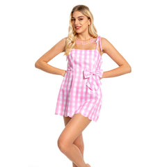 2023 Movie Margot Robbie Pink Slip Dress Outfits Cosplay Costume