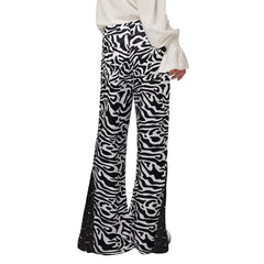 Retro 70s Disco Men's Sequin Zebra Flared Pants Cosplay Outfits Halloween Party Suit